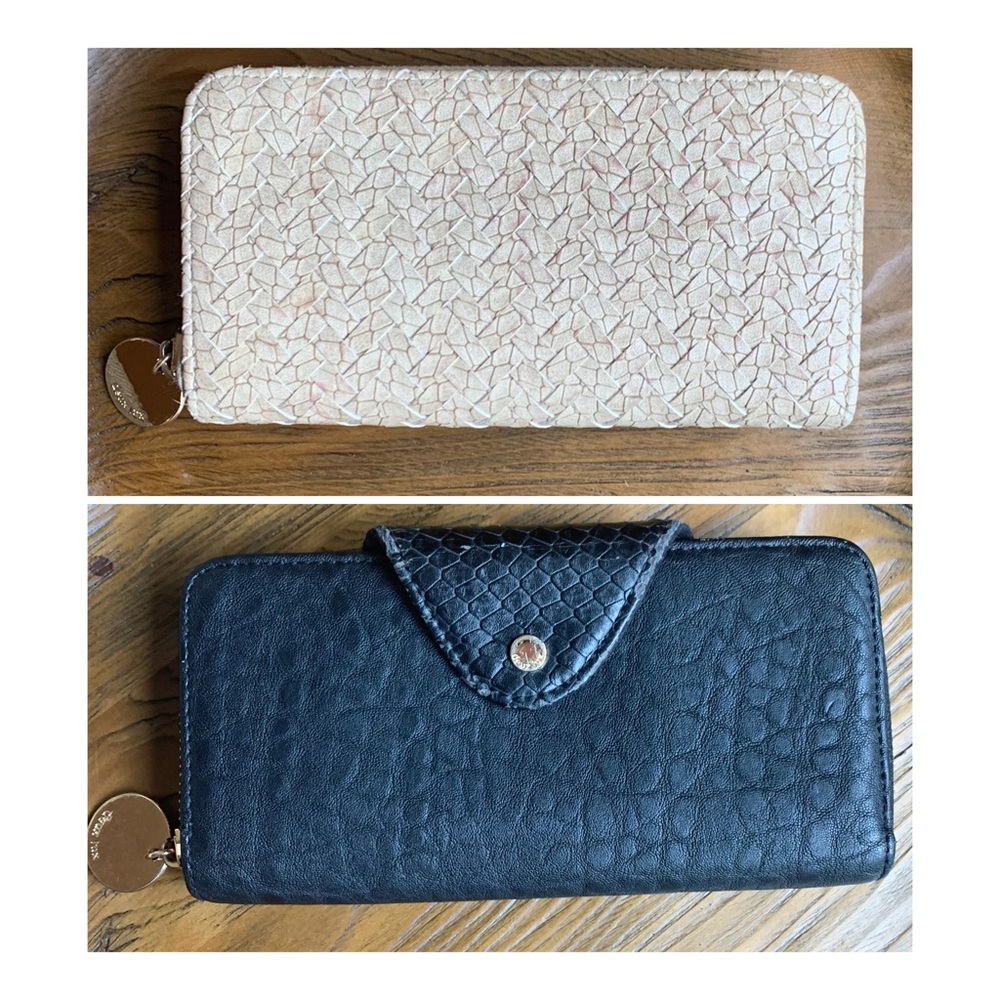 Bundle of 2 Deux Lux Wallets Black and Cream/Gray